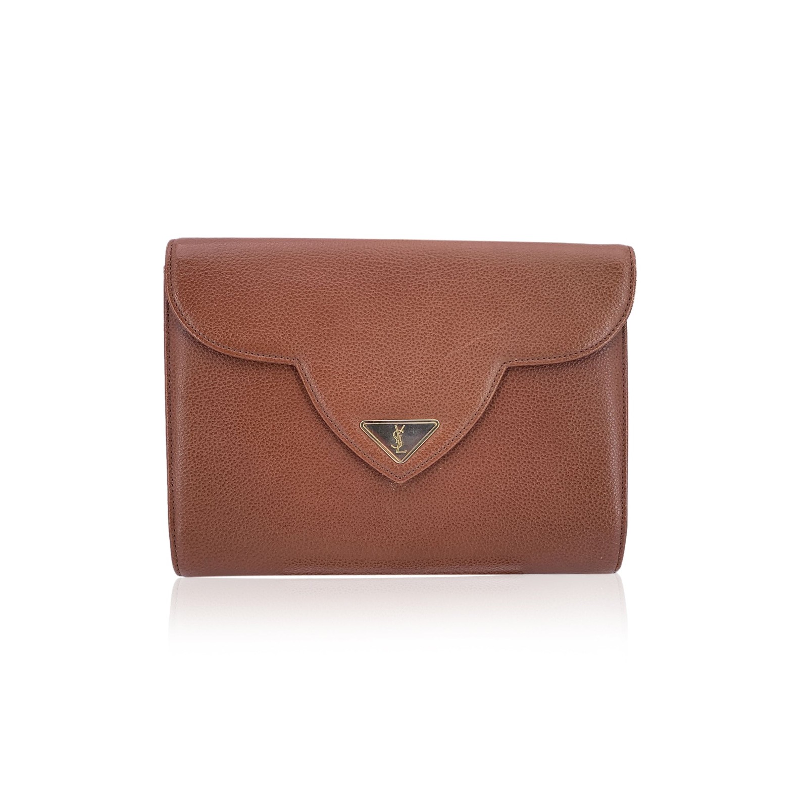 Borsa a mano con patta Yves Saint Laurent in pelle marrone YSL