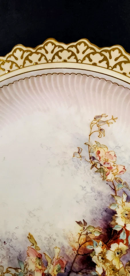 Doulton Burslem Plate Hand Painted Spanish Ware Florals Moorish Rim Signed - Image 2 of 4