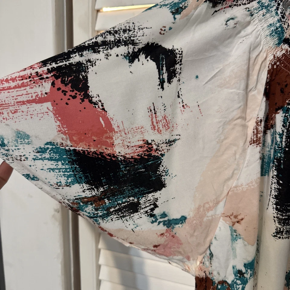 Vestido Mujer Extra Grande Estampado Pintado Manga Corta Casa Verano Foto 3 de 4