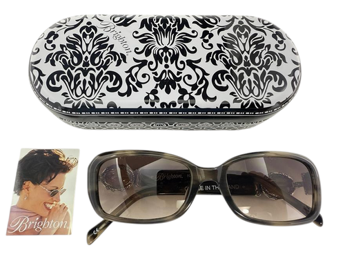 Brighton NEW Circle in the Sand Jeweled Tortoise RARE Womens Sunglasses & Case