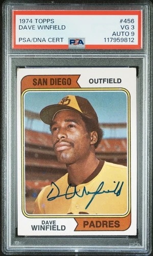 1974 Topps Dave Winfield #456 PSA 3 Auto 9