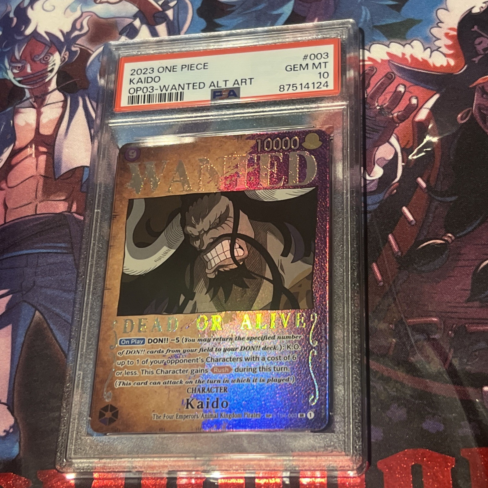 2023 One Piece Pillars of Strength OP03 Kaido Wanted Alternate Art #003 PSA 10