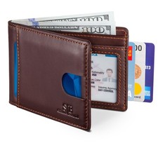 RFID Blocking Slim Bifold Genuine Leather Thin Minimalist Front Pocket Wallet...