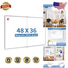 Versatile 48x36 Inch Magnetic Whiteboard, Horizontal/Vertical, Aluminum Frame