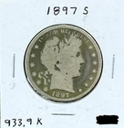 1897 S Barber Half Dollar -Key Date!  933,900 Mintage
