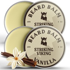 Striking Viking Beard Balm for Men - 2 oz, Pack of 2, Vanilla - Leave in Bear...