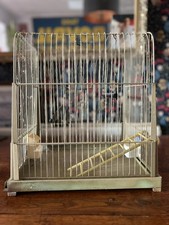 Vintage Retro Genykage Budgie Bird Cage Metal Wire Glass 50s Era Home Display