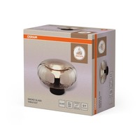 Tischleuchte Stahl Glas Schwarz Osram E27 BüRo H:17,6 Cm Tischlampe Schreibtisch