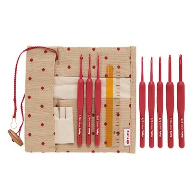 ETIMO Red Softgriff Set Häkelnadel Tulpe rot Kissengriff Haken Tulip TED-001e