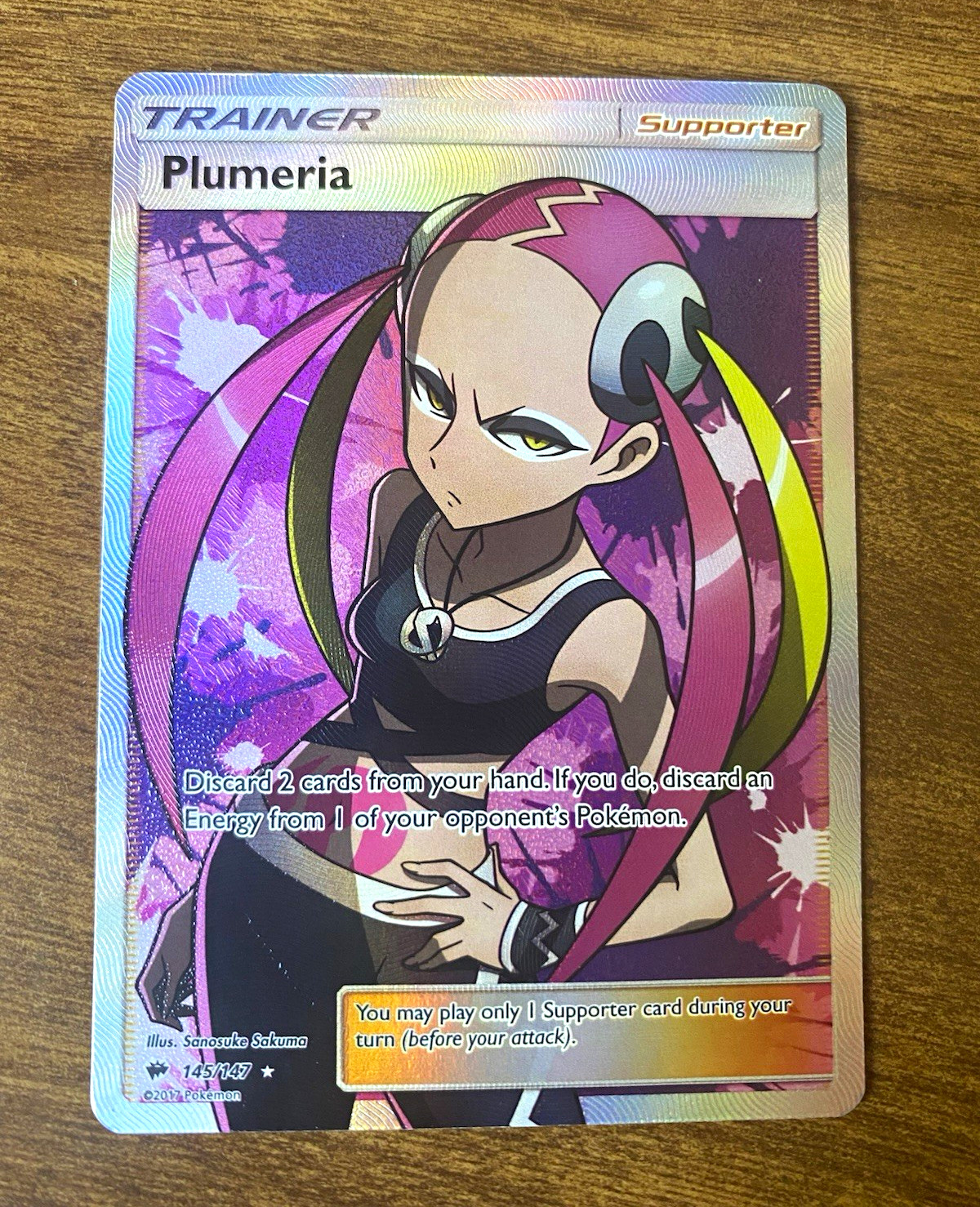 Pokemon: Plumeria Full Art 145/147 SM-Burning Shadows Near Mint