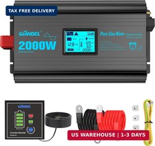 2000 Watt Pure Sine Wave Power Inverter 2000W 12V DC to 120 V AC Lithium Battery