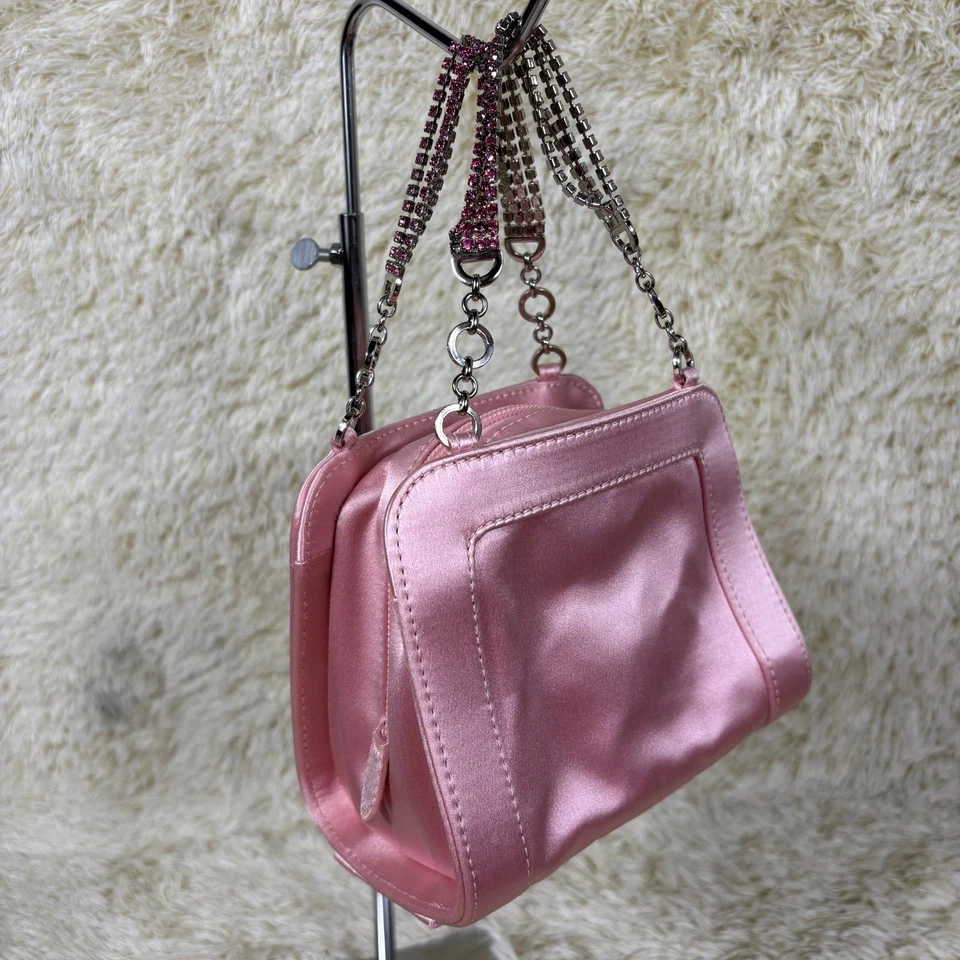 Bolso de Mano Emilio Pucci Satinado Estrás Cadena Hebilla Acento Rosa Foto 2 de 4