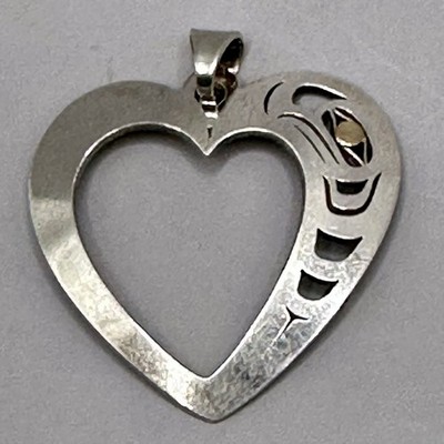 Grant Pauls Rabenherz Anhänger Sterlingsilber 14K Gold NW Coast Canada