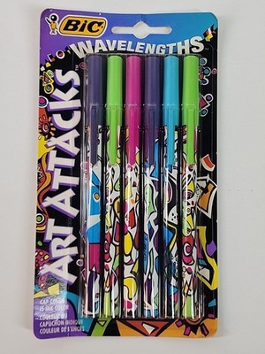 Vintage BIC Wavelengths Art Attacks 1990s Pack of 6 SEALED Pens