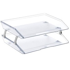 2 Tier Letter Tray Side Load File Organizer Desktop A4 Clear Crystal