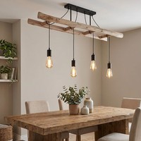 Pendelleuchte HäNgelampe Deckenlampe Holz HäNgeleuchte Leiter Design Retro Lampe