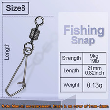 Fishtrip 50Pcs Rolling Swivel Hooked Snap Fishing Swivel Snap with Carabiner Sta