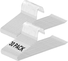 Pants Hanger, 30 Pack Space Saving Open-Ended Metal Pants Hanger, Non Slip Trous