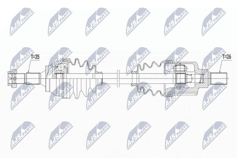 NTY Drive Shaft NPW-PE-063 For Peugeot Front Left 621 mm