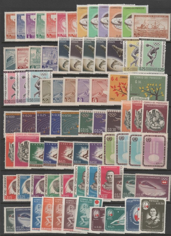 Paraguay 1962 - 1967 MH/MNH Collection Couple Sets, Most Low Vals CV $88.00