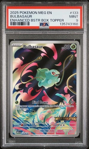 2025 POKEMON MEG EN-MEGA EVOLUTION ENHANCED BOOSTER BOX TOPPER BULBASAUR PSA 9
