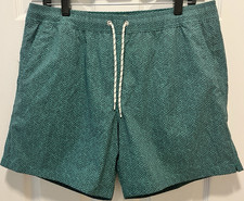 J.Crew Men's Swim Trunks L Green Black Geometric Drawstring Mesh Lining
