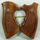 New, Wood checkered grips for S&W Revolvers, K, L Frame, Square/Round Butt