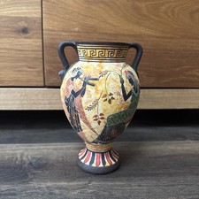 Greek Amphora Vase Terracotta Hand Painted Mythology Design Made in Greece