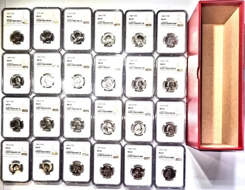 Washington Quarter 24-Coin Set - All NGC Certified - 1973 to 1989 - All MS 65