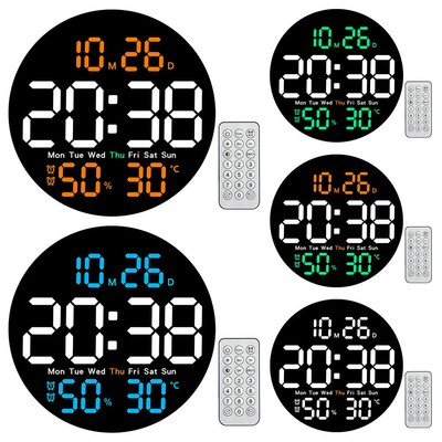10 Inch Electronic LED Clock Dual Alarms Wireless Smart Thermometer Hygrometer D