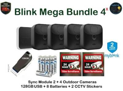 Blink Outdoor Mega Bundle X Sync Mod + 4 Kameras + USB Drive + Akkus + CCTV