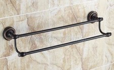 Black Oil Rubbed Bronze Wall Mounted Bathroom Double Towel Rail Bar Pba211