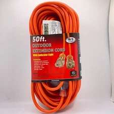 50/25ft Power Extension Cord Outdoor Heavy Duty 16/3 Lighted Durability UL