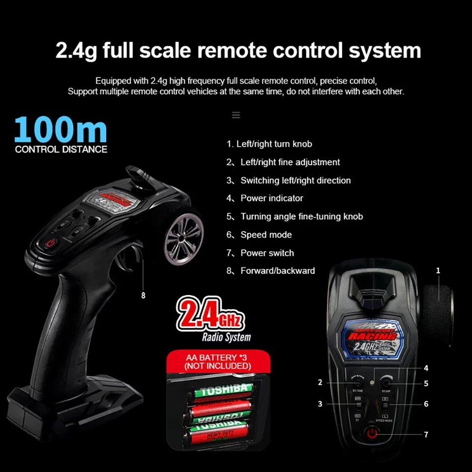 Coche todoterreno KF11 RC escala 1:16 4x4 vehículo de deriva de carreras sobre orugas de alta velocidad Foto 4 de 4