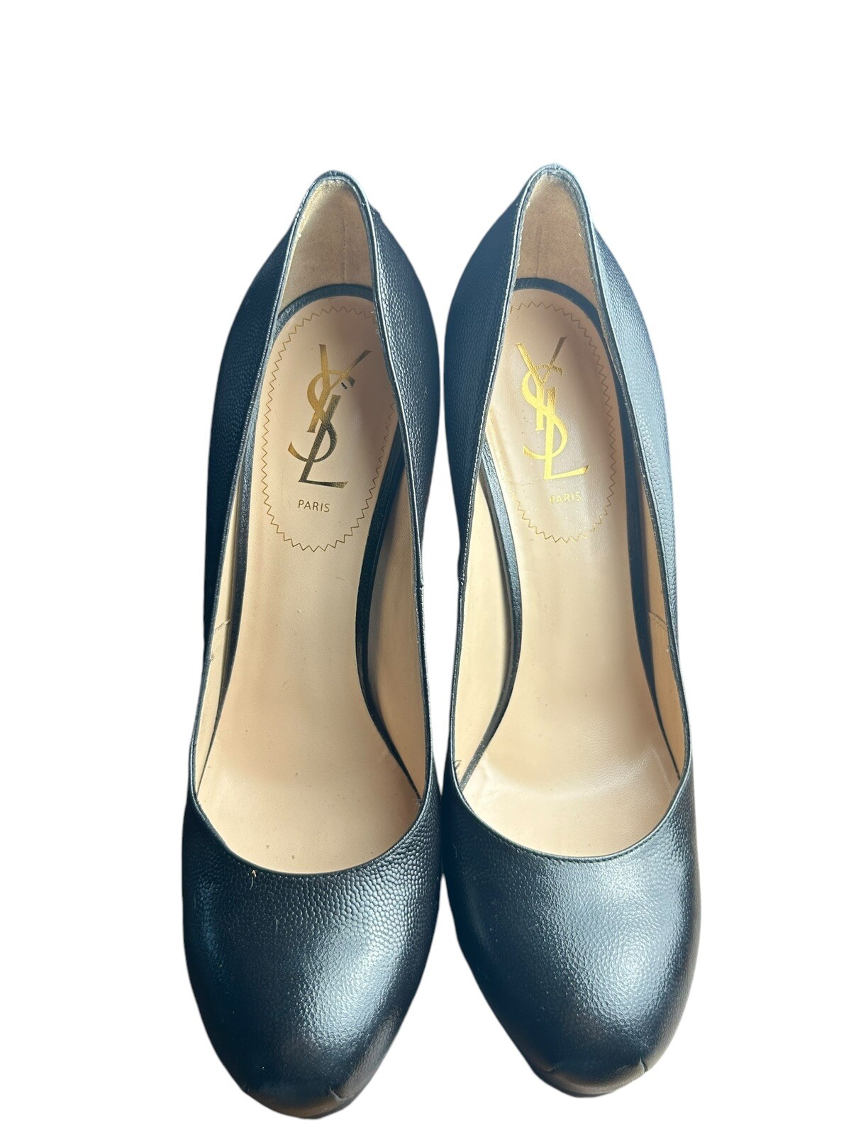 YSL Yves Saint Laurent taglia 39 1 2 décolleté nere tacco alto pelle omaggio 2