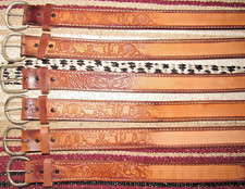 Vintage Western C M Co Tooled Embossed Leather Belts 6 pc Size 28 NEW