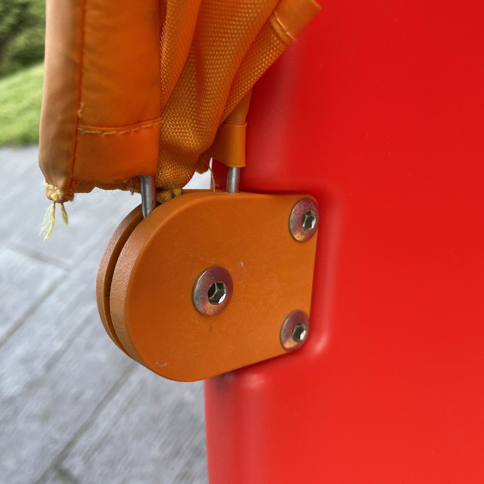 IKEA PS Lomsk L&ouml;msk Swivel Red Chair Childs Pod Egg Chair Orange Canopy LOCAL