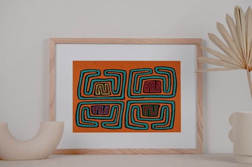 Orange And Turquoise Classic Design Mola - Picture 8 of 10