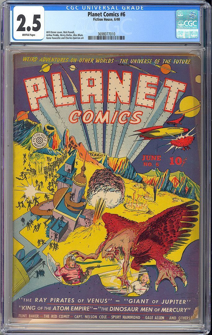 Planet Comics #6 Early Golden Age Will Eisner Cover Fiction House 1940 CGC 2.5