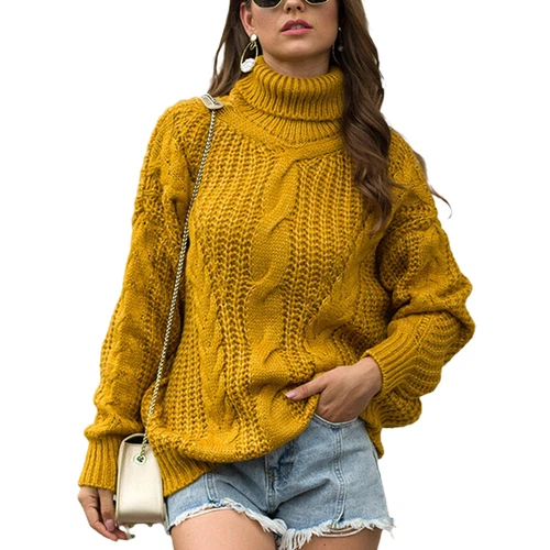 Damenpullover hochgeschlossen Winter warm Pulli Tops Damen Langarm schicke Strickwaren - Bild 4 von 65
