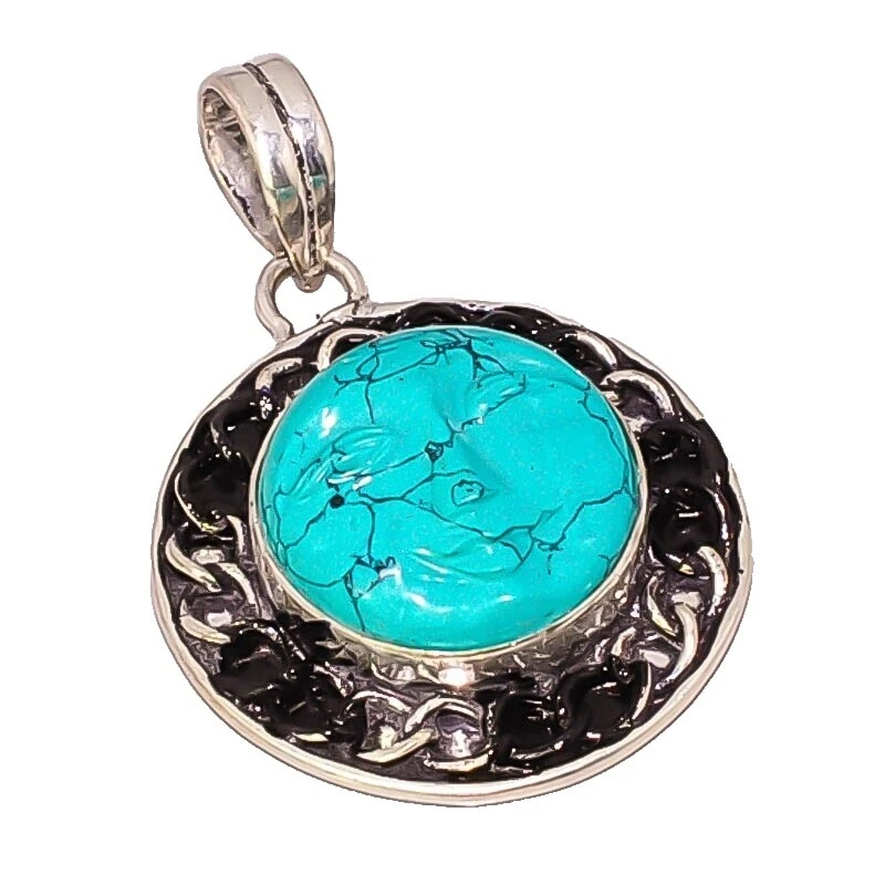 Hueso Plateado Plata Turquesa Joyería de Moda