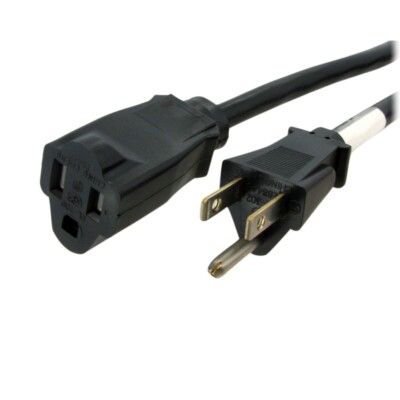 StarTech.com 20ft (6m) Power Extension Cord, NEMA 5-15R to NEMA 5-15P Black E...