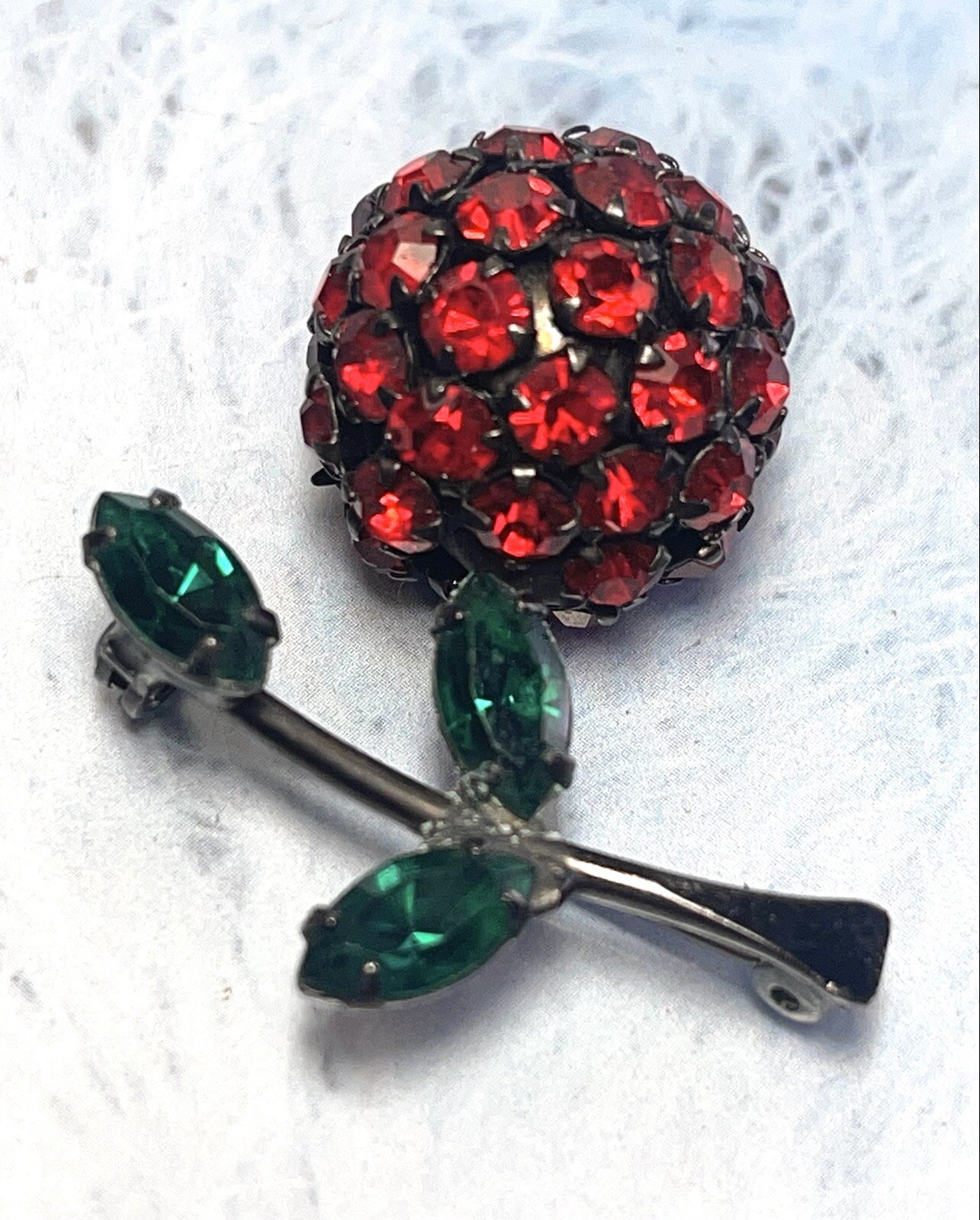 1960'S Gorgeous Vintage Red & Green Rhinestone Cherry… - Gem