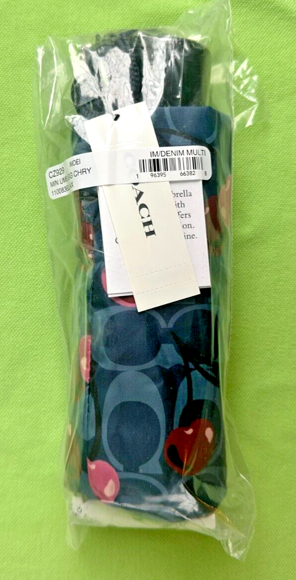 傘・レイングッズ COACH Uv Protection Mini Umbrella In Signature Cherry CZ929 Coach Uv Protection Mini Umbrella In Signature Cherry Print