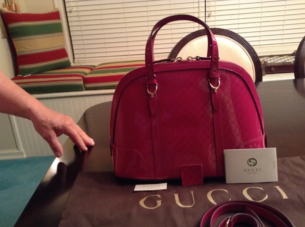 Gucci Nice Microguccissima Patent Top Handle Bag Fuschia Pink | eBay