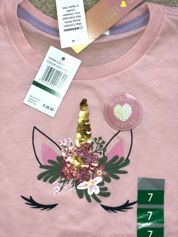 Sunset Sky Girls size 7 Reversible sequin Tee NWT
