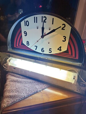Vintage 1940s PASTIME CLUB Champion Spark Plug Art Deco Clock