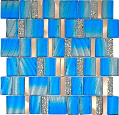 Glasmosaik Aluminium Mosaik blau Wand Fliesenspiegel Küche Dusche Bad