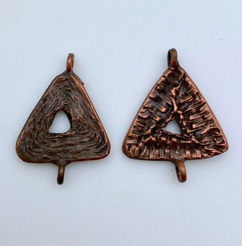Pair Of Triangular Double Ring Metal Connector Pendants (MP83)
