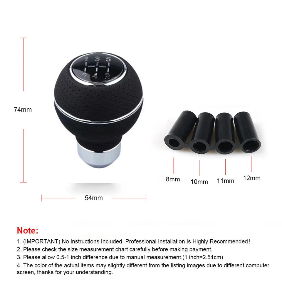 Leather Shift Knob Gear 5-speed Manual Shifter Car Lever Stick Universal Silver Foto 4 de 4